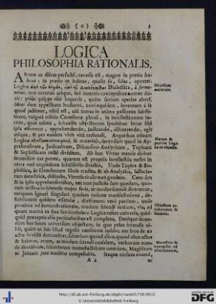 Logica Philosophia Rationalis.