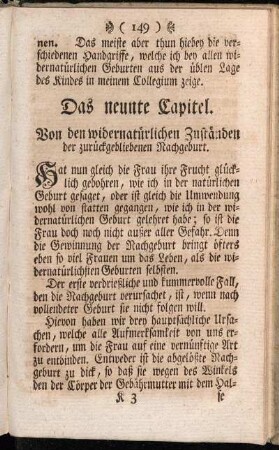 Das neunte Capitel. Von den widernatürlichen Zuständen der zurückgebliebenen Nachgeburt.