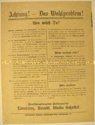 Programmatischer Wahlaufruf der Deutschnationalen Volkspartei zur Reichstagswahl 1920.