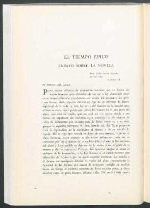 El tiempo épico : Ensayo sobre la novela