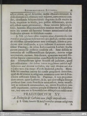Praeiudicium XV. A Zwinglio & Calvino non fuisse impeditam