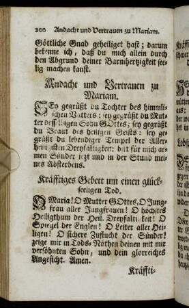 Andacht und Vertrauen zu Mariam