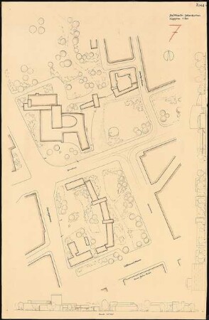 Stadttheater, Gelsenkirchen: (Lichtpause von Inv.Nr. 35896): Lageplan 1:500