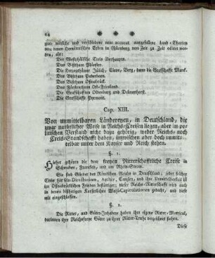 Cap. XIII. Von unmittelbaren Ländereyen, in Deutschland ...