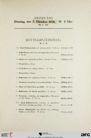Böttgersteinzeug (Nr. 1-58)