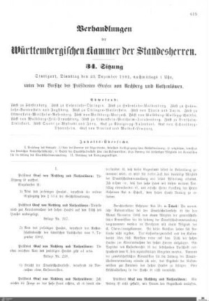 34. Sitzung, Stuttgart, 23.12.1902