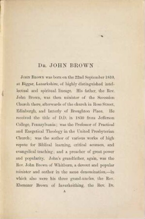 Recollections of Dr. John Brown, author of 'Rab and His Friends' etc. with a selection from his correspondence