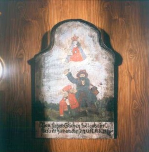 Lohr a. Main. Spessartmuseum im Schloß zu Lohr. Votivbild einer Darstellung eines Räuberüberfalles aus dem Jahre 1876