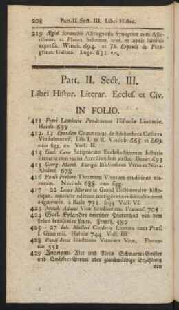 Sect. III. Libri Histor. Literar. Eccles. et Civ.