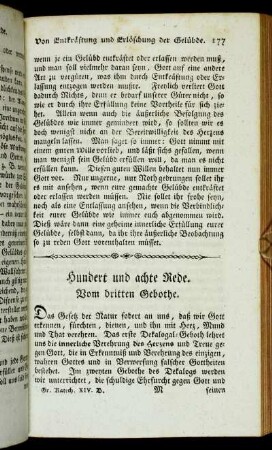 Hundert und achte Rede. Vom dritten Gebothe.