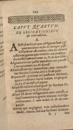 Capvt Qvartvm. De Obligationibvs & contractibus.