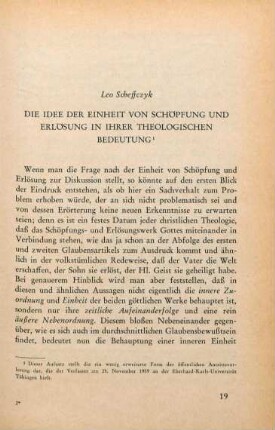 19-37 Die Idee der Einheit von Schöpfung und Erlösung in ihrer theologischen Bedeutung