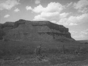 Roter Sandsteinfelsen : Roter Sandsteinfelsen in Wyoming, im Vordergrund Kakteen.