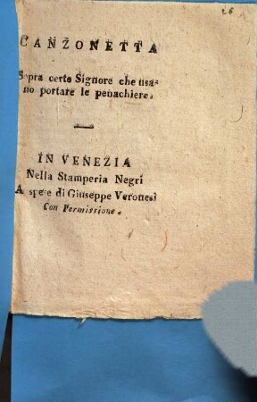 Canzonetta sopra certe signore che usano portare le pena chiere
