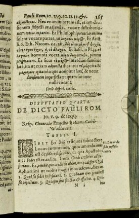 Disputatio Quarta. De Dicto Pauli Rom. [...]