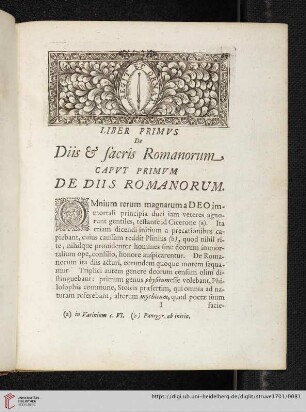 Liber primvs: De Diis & sacris Romanorum