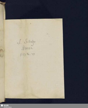 Nr. 56-69. Schulze, Johannes