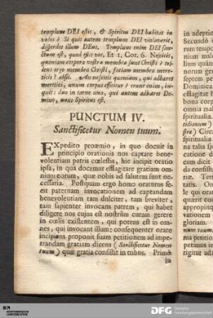 Punctum IV. Sanctificetur Nomen tuum.