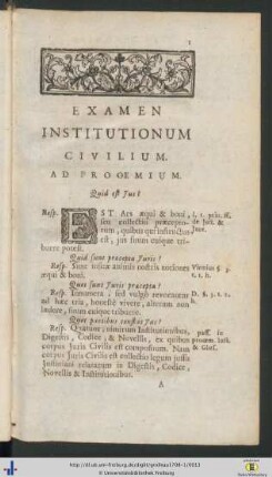 Examen Institutionum Civilium.