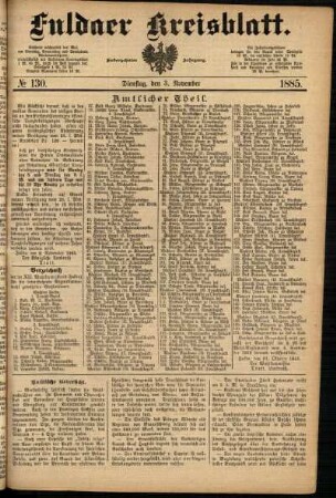 Ausgabe vom Dienstag, den 03. November 1885.