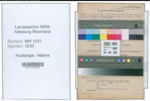 Entnazifizierung Helene Huebinger , geb. 20.02.1901 ()