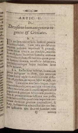 Artic. II. De Divisione humani generis in gentes & Civitates