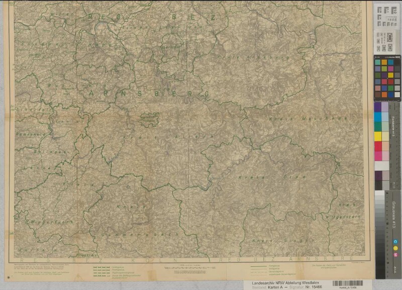 Rheinisch-Westfälisches Industriegebiet Übersichtskarte mit Verwaltungsgrenzen (politische Einteilung) (Teil Ost) 1929 1 : 100 000 108 x 80 farb. Druck (Reichsamt für Landesaufnahme, Berlin) B Nr. 414
