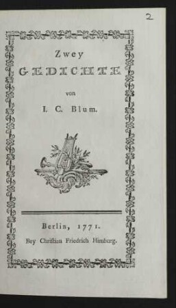 Zwey Gedichte