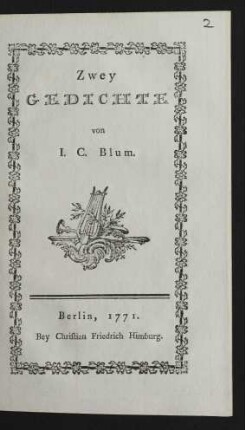 Zwey Gedichte