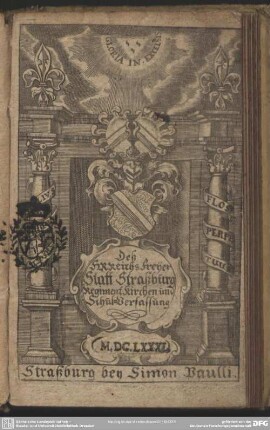 Deß HR Reichs Frei-Statt Straßburg Regiment, Kirchen und Schul-Verfassung