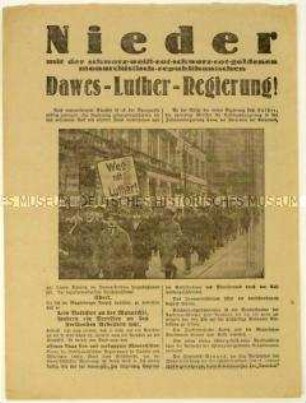 Flugblatt der KPD gegen die SPD und die neu gebildete Reichsregierung Luther