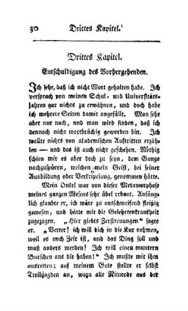 Drittes Kapitel. Entschuldigung des Vorhergehenden