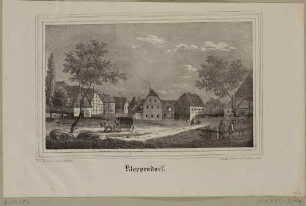 Ortsansicht von Klappendorf bei Lommatzsch in Sachsen, aus Sachsens Kirchen-Galerie von Hermann Schmidt, 1840, Bd. 3