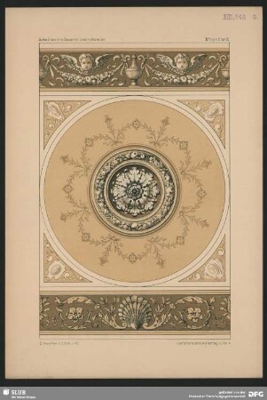 Schablonirte Decorationsmalereien. Wandgestaltung mit Putti und Arabesken