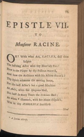 Epistle VII. To Monsieur Racine