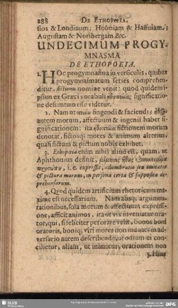 Undecimum Progymnasma De Ethopoeia
