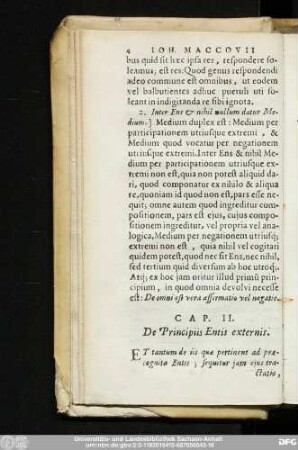 Cap. II. De Principiis Entis externis.