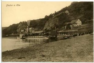 Diesbar. Elbe bei Diesbar mit Dampfer