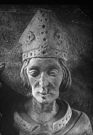 Bamberg, Dom, Sandsteinepitaph Fürstbischof Friedrich von Hohenlohe, Kopf (gestorben 1352)