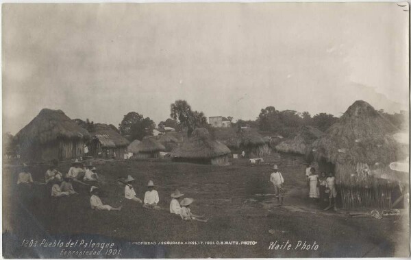 Das Indio-Dorf Palenque mit Dorfbewohnern. Pueblo del Palenque