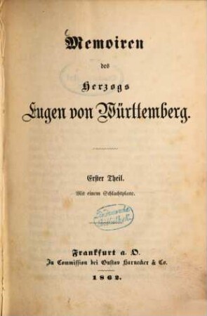 Memoiren des Herzogs Eugen von Württemberg. 1