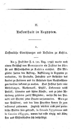 II. Aufenthalt in Aegypten.