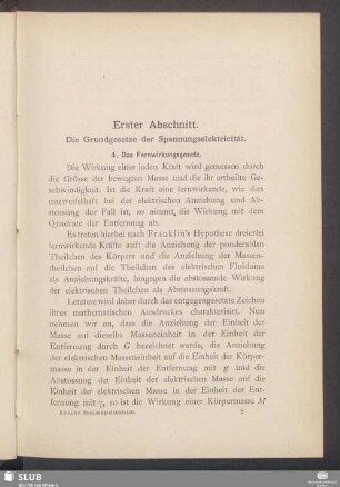 Erster Abschnitt. Die Grundgesetze der Spannungselektricität