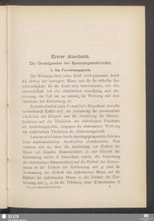 Erster Abschnitt. Die Grundgesetze der Spannungselektricität