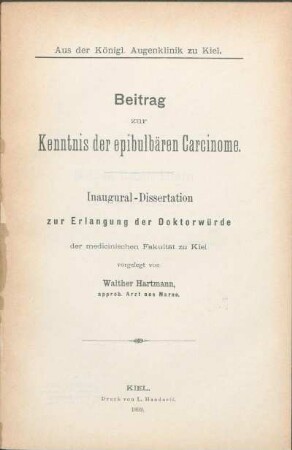 Beitrag zur Kenntnis der epibulbären Carcinome