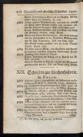 XIII. Schriften zur Kirchenhistorie