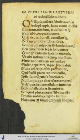 Petri Aegidii Antverpiani hendecasyllabon ad lectores