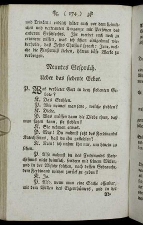 Neuntes Gespräch. Ueber das siebente Gebot.