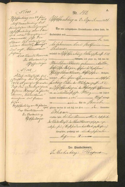 Standesamtsbuch der Stadt Aschaffenburg: Geburten 365/1900 - 184/1901