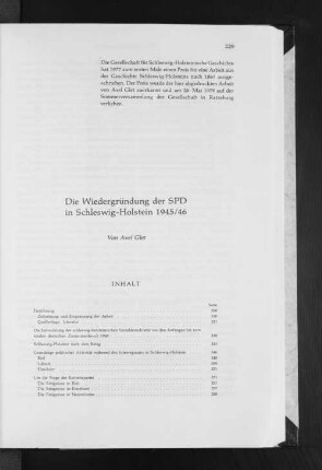 Die Wiedergründung der SPD in Schleswig-Holstein 1945/46